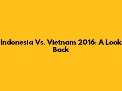 Indonesia Vs. Vietnam 2016: A Look Back