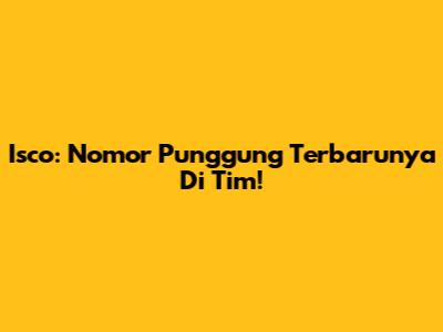 Isco: Nomor Punggung Terbarunya Di Tim!