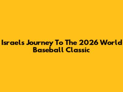 Israel's Journey To The 2026 World Baseball Classic
