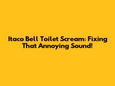 Itaco Bell Toilet Scream: Fixing That Annoying Sound!