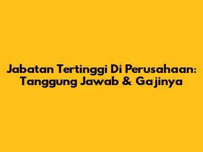 Jabatan Tertinggi Di Perusahaan: Tanggung Jawab & Gajinya
