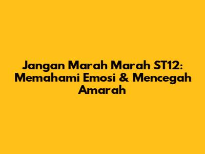 Jangan Marah Marah ST12: Memahami Emosi & Mencegah Amarah