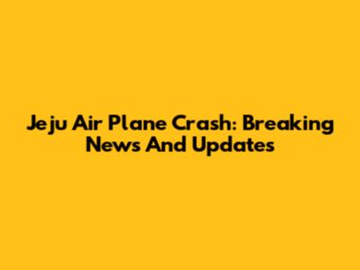Jeju Air Plane Crash: Breaking News And Updates