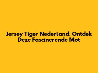 Jersey Tiger Nederland: Ontdek Deze Fascinerende Mot
