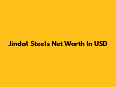 Jindal Steel's Net Worth In USD