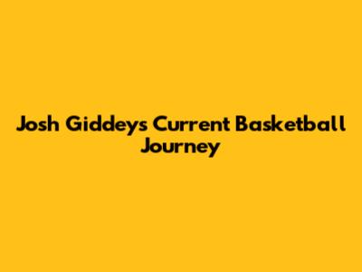 Josh Giddey's Current Basketball Journey