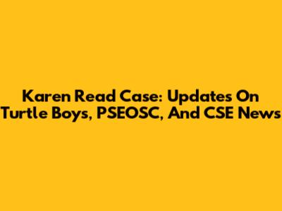 Karen Read Case: Updates On Turtle Boys, PSEOSC, And CSE News