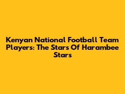 Kenyan National Football Team Players: The Stars Of Harambee Stars