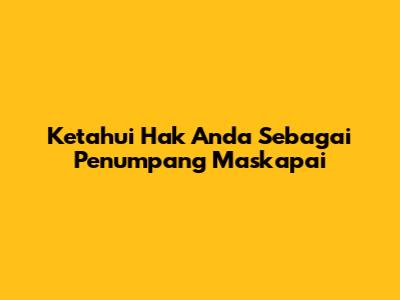 Ketahui Hak Anda Sebagai Penumpang Maskapai