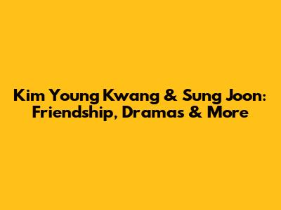 Kim Young Kwang & Sung Joon: Friendship, Dramas & More