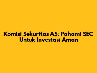 Komisi Sekuritas AS: Pahami SEC Untuk Investasi Aman