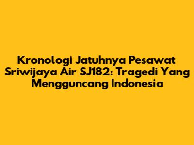 Kronologi Jatuhnya Pesawat Sriwijaya Air SJ182: Tragedi Yang Mengguncang Indonesia