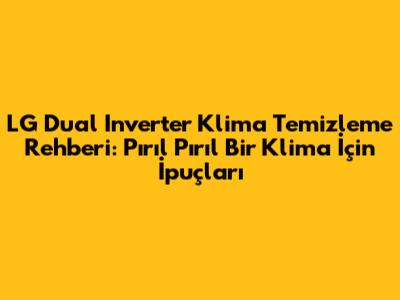 LG Dual Inverter Klima Temizleme Rehberi: Pırıl Pırıl Bir Klima İçin İpuçları
