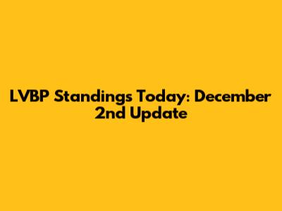 LVBP Standings Today: December 2nd Update