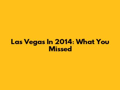 Las Vegas In 2014: What You Missed