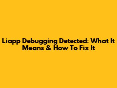 Liapp Debugging Detected: What It Means & How To Fix It
