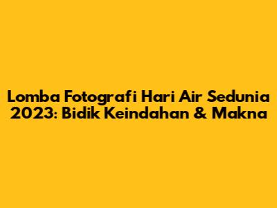 Lomba Fotografi Hari Air Sedunia 2023: Bidik Keindahan & Makna