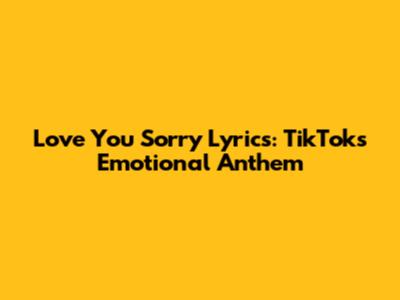 Love You Sorry Lyrics: TikTok's Emotional Anthem