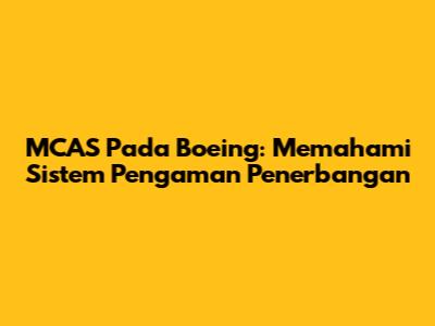 MCAS Pada Boeing: Memahami Sistem Pengaman Penerbangan
