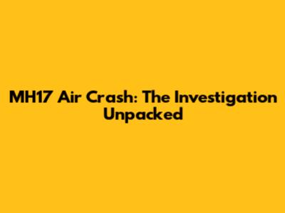 MH17 Air Crash: The Investigation Unpacked