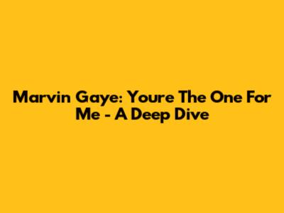 Marvin Gaye: You're The One For Me - A Deep Dive