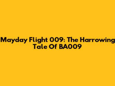 Mayday Flight 009: The Harrowing Tale Of BA009