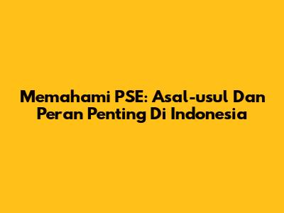 Memahami PSE: Asal-usul Dan Peran Penting Di Indonesia