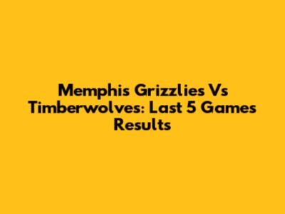 Memphis Grizzlies Vs Timberwolves: Last 5 Games Results