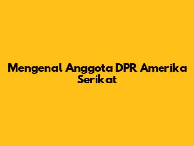 Mengenal Anggota DPR Amerika Serikat
