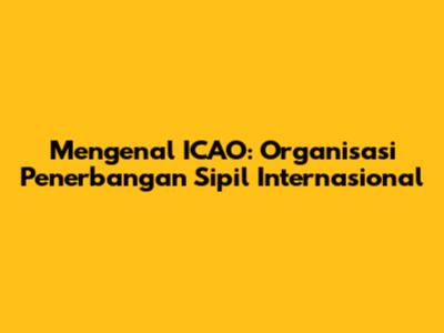 Mengenal ICAO: Organisasi Penerbangan Sipil Internasional