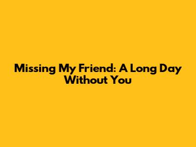 Missing My Friend: A Long Day Without You