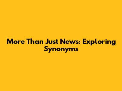 More Than Just News: Exploring Synonyms