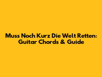 Muss Noch Kurz Die Welt Retten: Guitar Chords & Guide