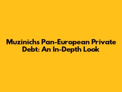 Muzinich's Pan-European Private Debt: An In-Depth Look