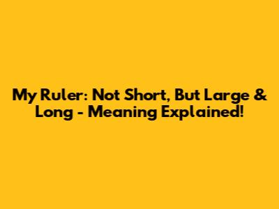 My Ruler: Not Short, But Large & Long - Meaning Explained!