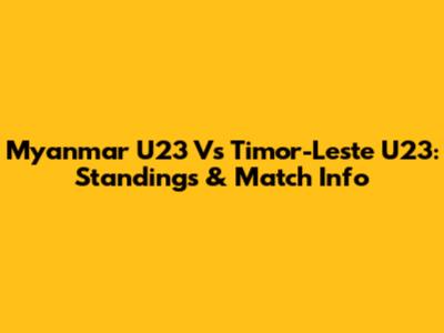 Myanmar U23 Vs Timor-Leste U23: Standings & Match Info