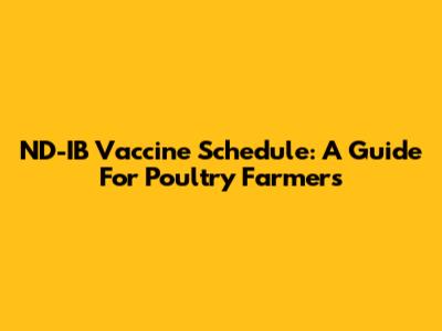 ND-IB Vaccine Schedule: A Guide For Poultry Farmers