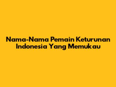 Nama-Nama Pemain Keturunan Indonesia Yang Memukau
