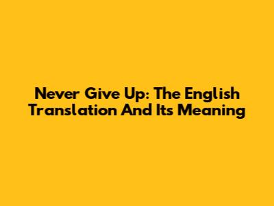 Never Give Up: The English Translation And Its Meaning