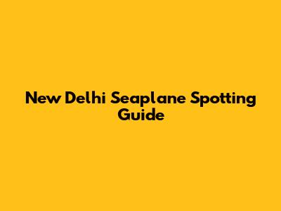 New Delhi Seaplane Spotting Guide