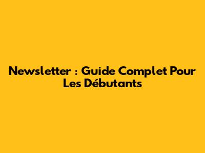 Newsletter : Guide Complet Pour Les Débutants