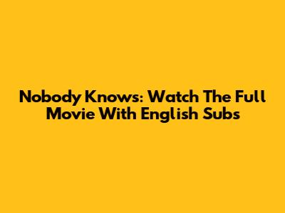Nobody Knows: Watch The Full Movie With English Subs