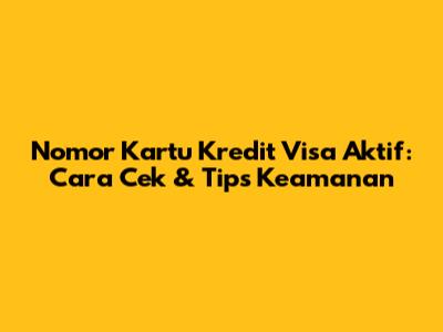 Nomor Kartu Kredit Visa Aktif: Cara Cek & Tips Keamanan