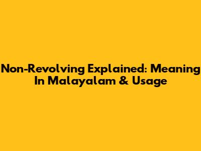Non-Revolving Explained: Meaning In Malayalam & Usage