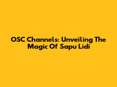 OSC Channels: Unveiling The Magic Of Sapu Lidi