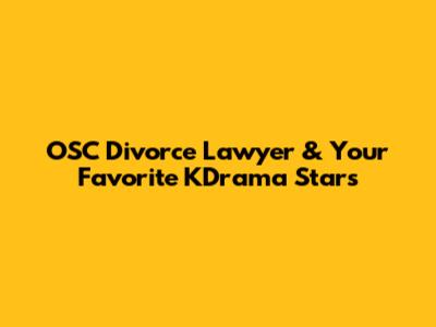 OSC Divorce Lawyer & Your Favorite KDrama Stars