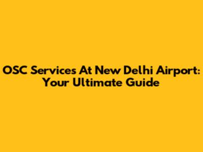 OSC Services At New Delhi Airport: Your Ultimate Guide