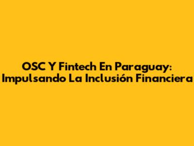 OSC Y Fintech En Paraguay: Impulsando La Inclusión Financiera