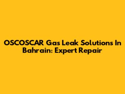 OSCOSCAR Gas Leak Solutions In Bahrain: Expert Repair
