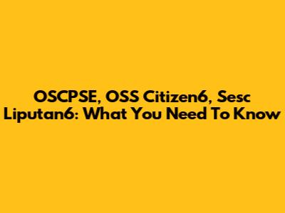 OSCPSE, OSS Citizen6, Sesc Liputan6: What You Need To Know